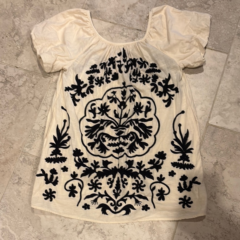 Free People Cream and Black Mini Dress